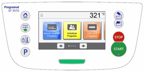 5. Operation and Configuration 5.1 Introduction to the operation 5.1.1 Control unit The Programat EP 3010 is equipped with a wide-screen colour display.