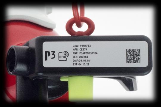 PRODUCT TRACEABILITY HAFEX Fire Extinguishers are equipped with a RFID Tag: + RFID Tag Model: BRADY B1100 MEDIUM TAG + Information content: Dual Record Format Birth Record Business Name TEI Value