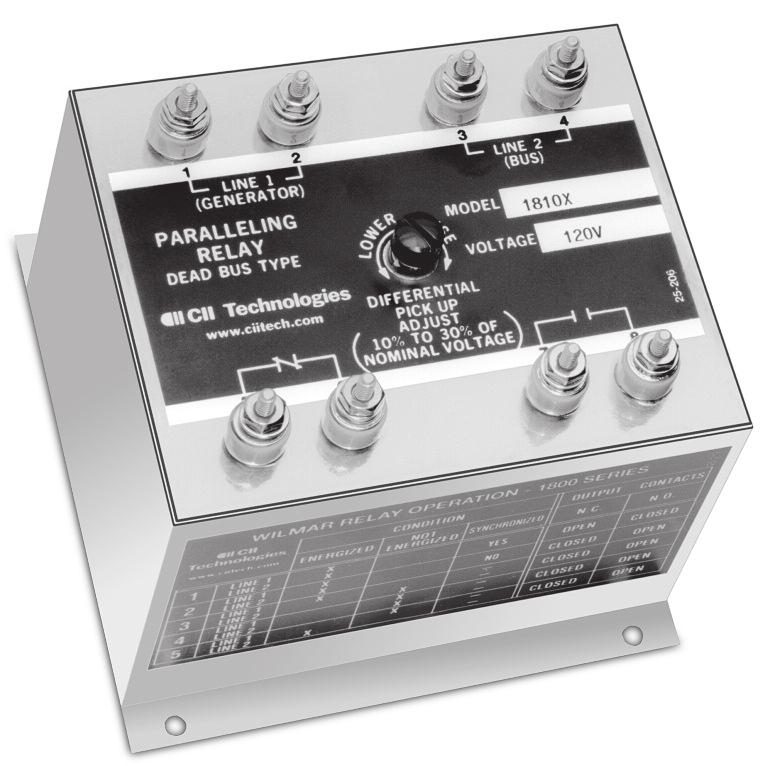 1800 Series n Function 25 n UL File No. E58048 n CSA File No. LR61158 R Application These relays are designed for automatic paralleling (synchronizing) of generators.