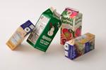 Aseptic milk and juice cartons.