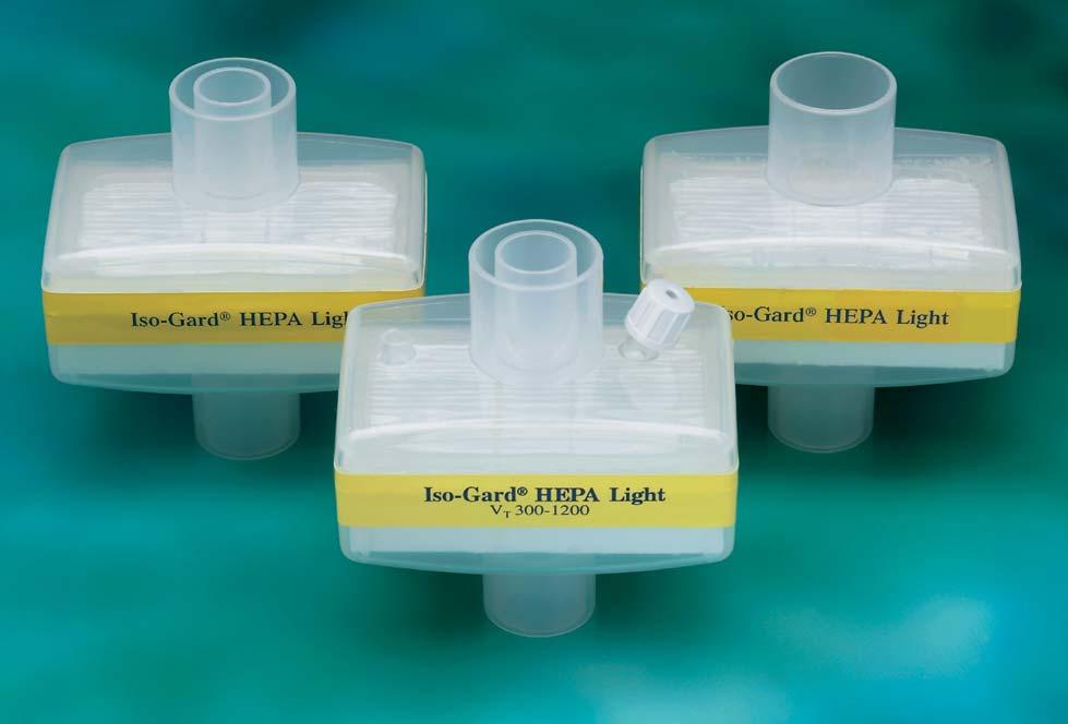 Iso-Gard HEPA Light A hydrophobic bacterial/viral filter with HME properties, the Gibeck Iso-Gard HEPA Light offers the highest performance specifications available for the protection of patients