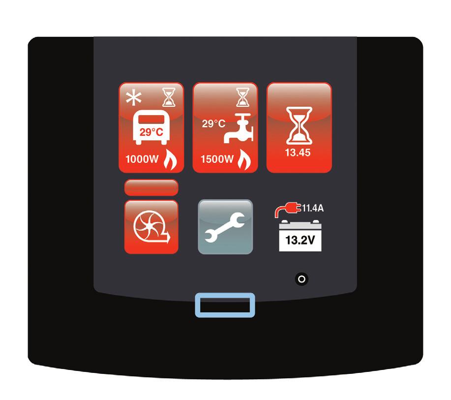 Touch Van Icon To Control Room Heater Timer (red = timer settings are active) Touch Tap Icon To Control Water Touch Timer Icon To Activate Timer Settings Frost Protection (snowflake icon visible =