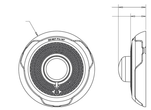 L-Series Dimensions Figure 1 illustrates the dimensions for the ceiling-mount horn strobes. L- Series Dimensions Figure 3 illustrates the dimensions for the ceiling backbox 2.47" (62.7 mm) 6.
