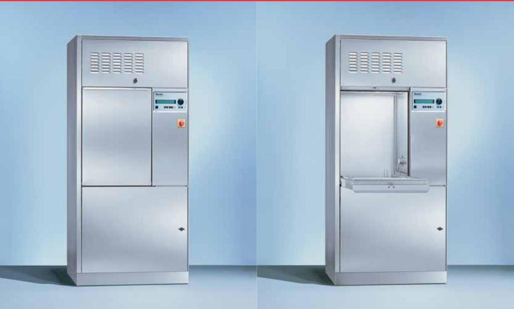 Machine Features and Specifications Versions G 7825: Single-door washer-disinfector G 7826: Pass-through washer-disinfector with two doors Capacity per cycle 10 DIN mesh trays or 3 to 4 MIS sets or 4