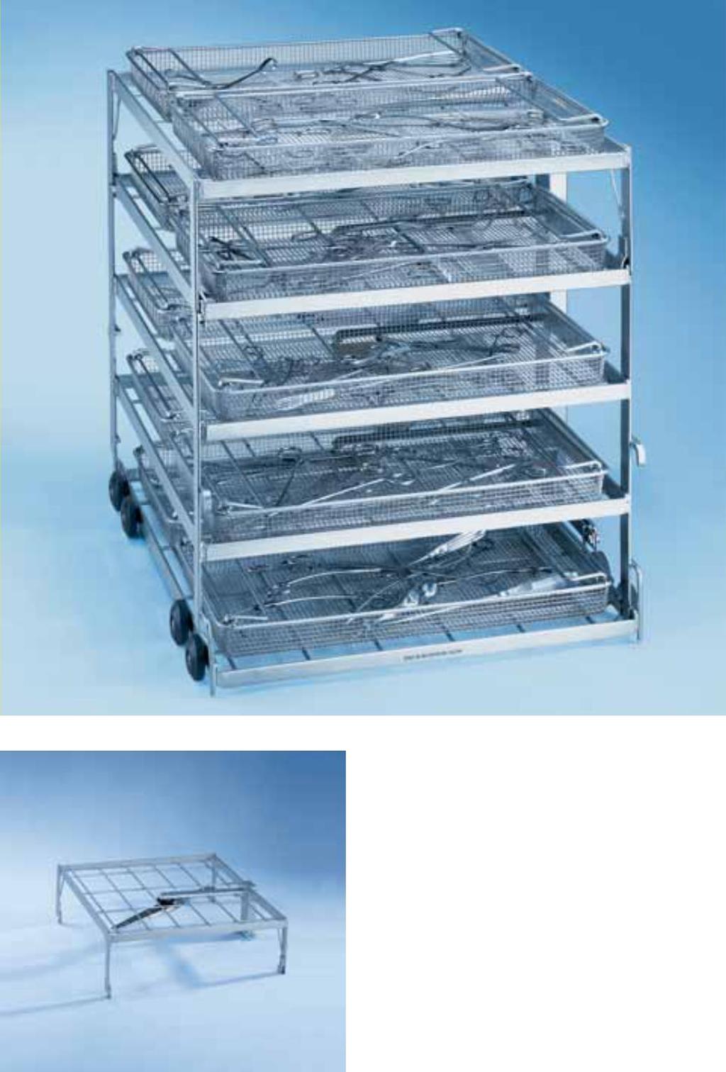 Wash Cart with 4-5 Levels E 701/2 Wash cart with drying connection (empty) With 4 levels for mesh trays 3 built-in spray arms Loading dimensions (from bottom): Level 1: H 87, W 482, D 590 mm Levels