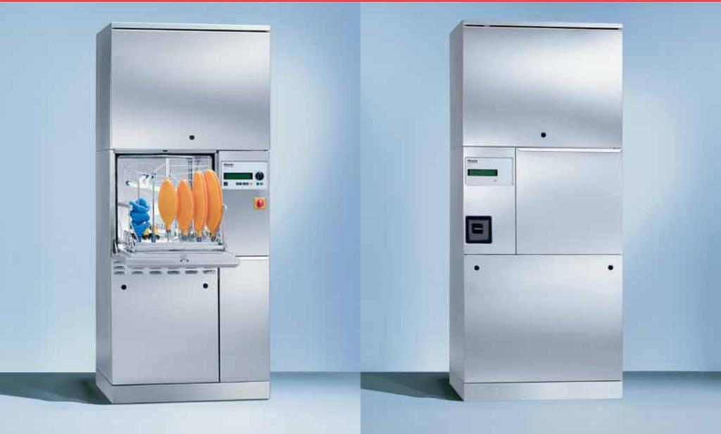 Standard Machine Features Infeed side Outfeed side Dispenser systems Controls Electronic cycle recording 2 dispenser pumps for liquid detergent Freely programmable controls Interface for connection