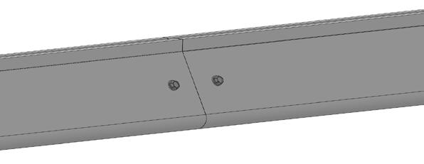 Using one (1) self-drilling, selftapping screw, one (1 ) inch from the edge of the rail, secure the internal splice into the rail as shown on the right.
