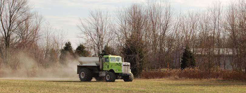 Figure 3.19. This vehicle is spreading P and K dry fertilizer in southern Indiana. Photo provided by Tom Bechman. Physical Form Fertilizers are applied in solid, liquid, and gas forms.