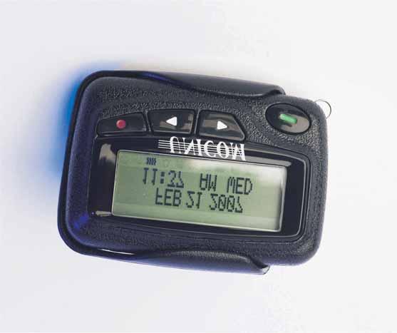 100 LL-PG PalmCOM Vibrating Pager Description A robust, standard 2 line alphanumeric pager that is simple and easy to operate.