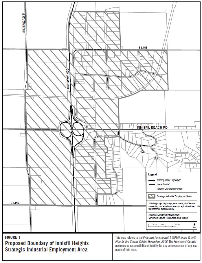 Exhibit 2: Proposed Boundary of Innisfil Heights Employment Area The Growth Plan also specified intensification and density targets for communities throughout the Simcoe Sub-Area.