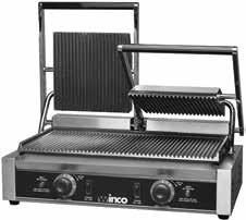 Grill Surface EPG-1 Single Panini Grill (1) Ribbed 15A* (1) 14"W x 12"D 30A** EPG-2 Double Panini Grill (2) Ribbed (2) 9"W x 12"D (15A per grill) 120V ~ 60Hz 1.
