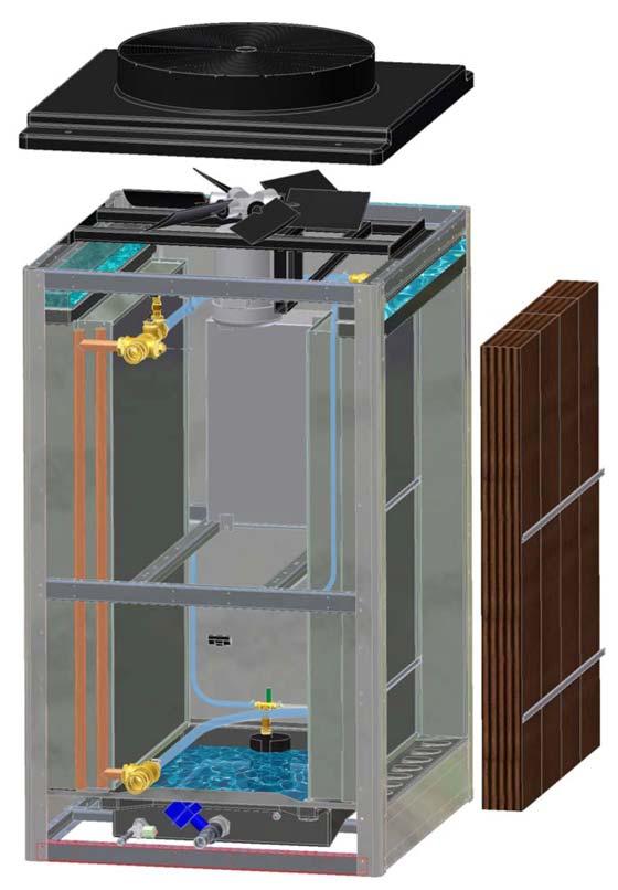 .8 CUT AWAY DRAWING Air Outlet Shown in adiabatic pre-cooling mode with side panel, wetted media and fan cover removed.