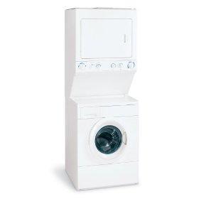 Frigidaire GLEH1642FS This model is considered a washer dryer combo, but it falls under the category of stackables : a dryer on top of a washer. The washer is front-loading and has a capacity of 3.
