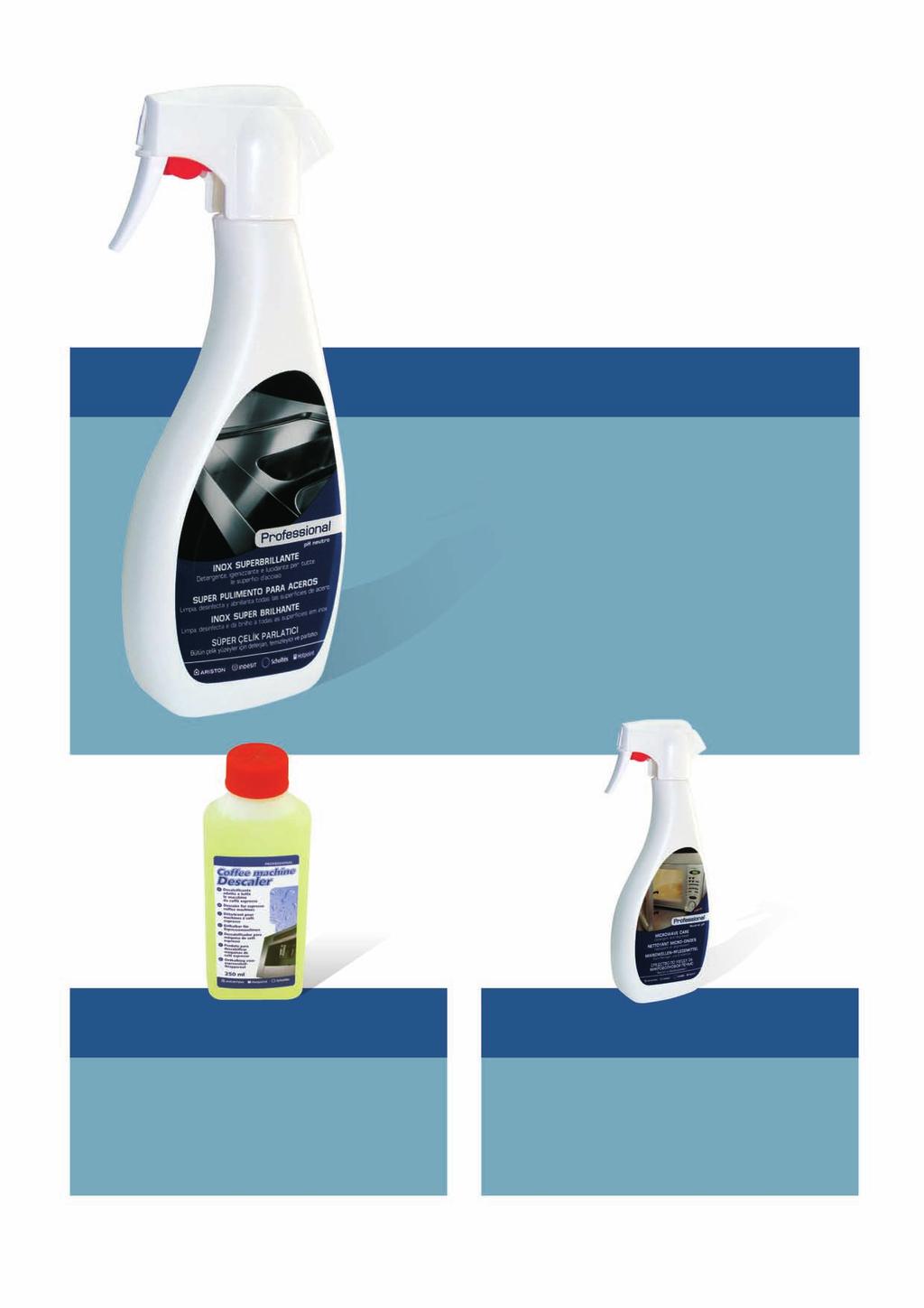Super Steel Polish Care Spray Cleans and disinfects all stainless steel surfaces.