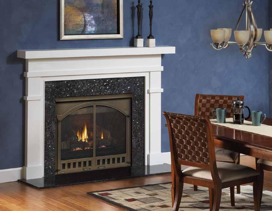 TRADITIONAL GAS DIRECT VENT Caliber Caliber Gas Fireplaces feature a deep interior.
