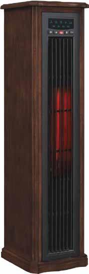 8HM8275 EXTRA LARGE INFRARED TOWER HEATER Walnut Brown (W500) 2 AAA batteries included WALNUT FINISH 10.35" W x 10.71" D x 38.15" H Heats rooms up to 1,000 sq. ft.