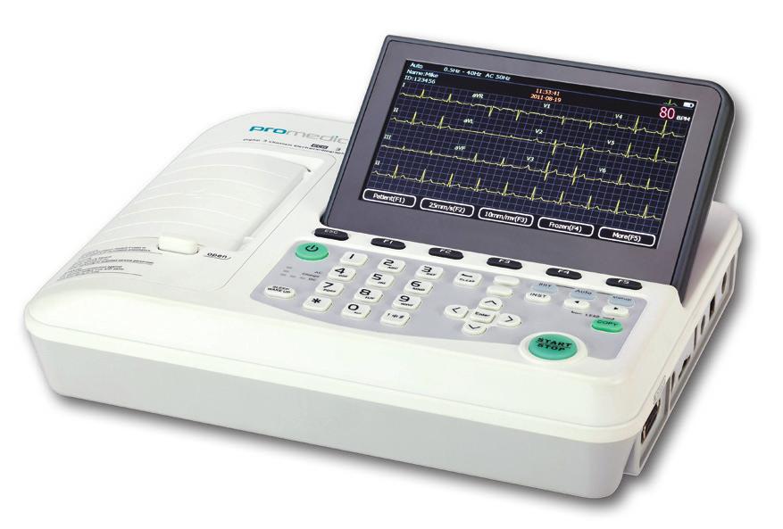 000 groups of patient recording Lead placement diagram Optional: PC software Order Code: M06602 Product No: 66400512 PRMECG-6 ECG DEVICE - 6 CHANNELS/TABLETOP 12 Lightweight and compact design