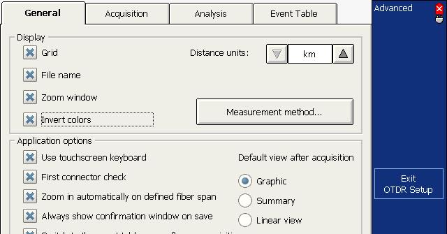 Analyzing Traces and Events Setting Trace Display Parameters To set the trace display parameters: 1. From the button bar, press the OTDR Setup button, then select the General tab. 2.