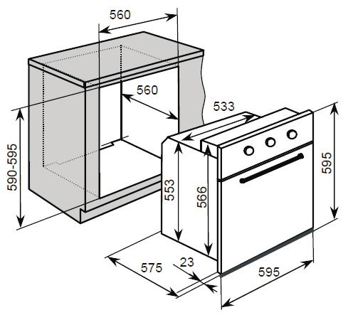 560mm User Manual: 9 Installation Instructions (Continued) POSITIONING The adjacent cabinetry and wall materials must be able to withstand a minimum temperature rise of 85 C above the ambient