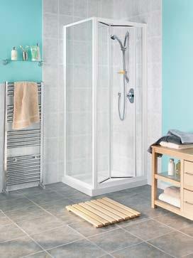 Shower Tray 760 x 760mm 216997 Bi-Fold Door Shower Enclosure with White Frame 760mm 223108 Shower Tray 760 x 760mm