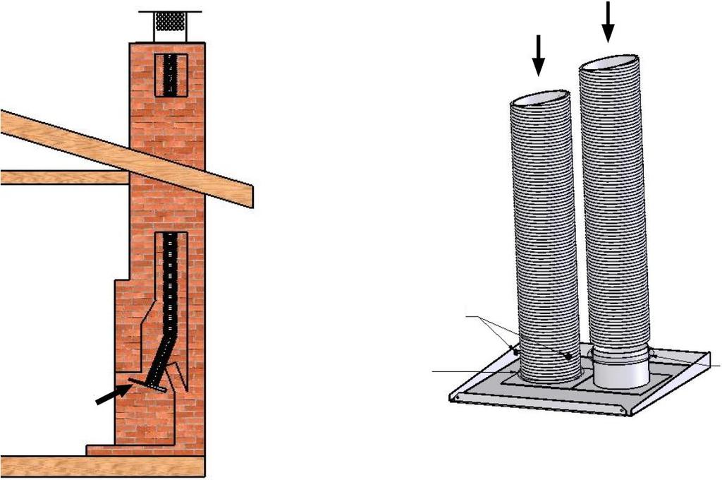 CONNECT THE VENT SYSTEM TO THE AIR DUCT A. Place the air duct into the existing fireplace opening. Figure E-5. B.