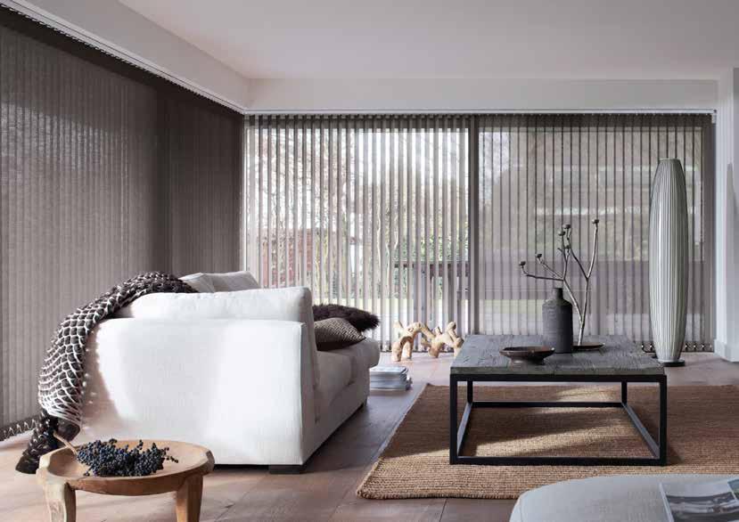 VERTICAL BLIND COLLECTION A modern, simple window treatment for contemporary living, providing subtle shade and privacy, with the flexibillity to allow light to flood in when you wish!