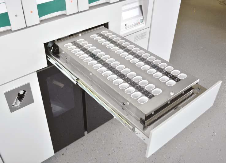 reducing jams and false empties automatic adjustment of release times for tablets falling from drawers on different height levels Regular canisters: store frequently dispensed medication are