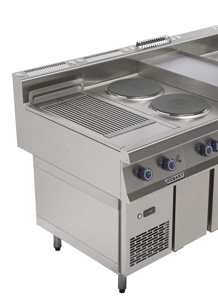 COMBINATION RANGE Open burners and solid top on oven: - 2 round