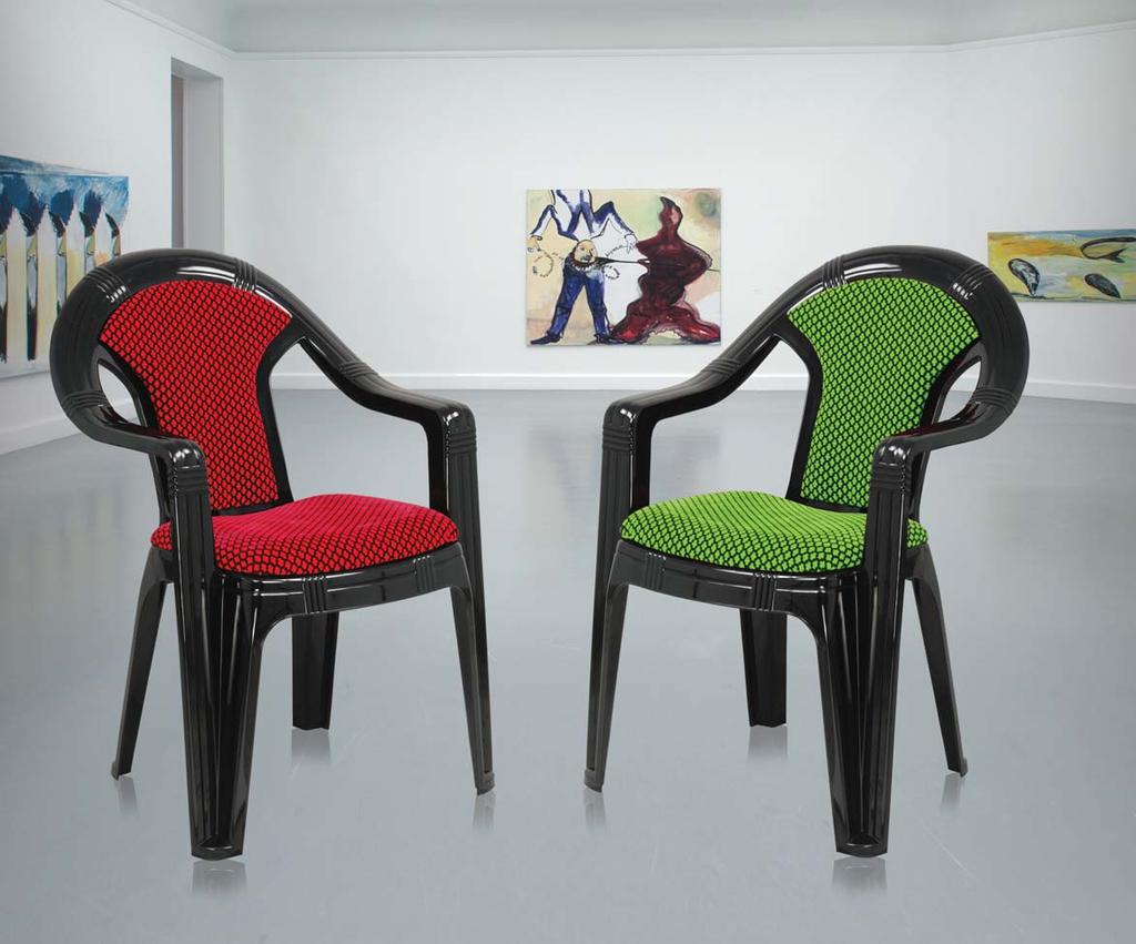 ADORE is a stackable Plastic Arm Chair available in high gloss lacquer finish in a