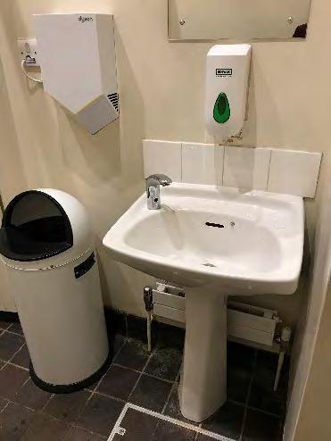 No ambulant toilet with grab rails available. Wash basin tap twist/turn.