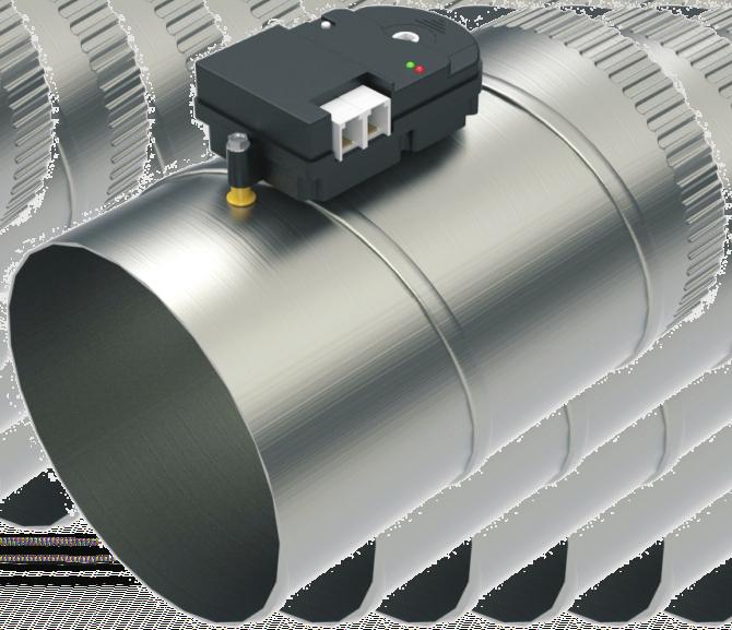 One or more dampers can be used to define a zone. Dampers should be installed in the duct or ducts and sealed to insure no air leakage. Shown below is the Pro80J-XX damper.