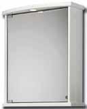 34 Lunar Single mirror glass door cabinet with halogen light and shaver socket. 2 glass shelves.
