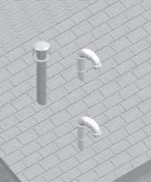 Rooftop vent and air inlet terminations must terminate in the same pressure zone, unless vertical vent sidewall air is set up as shown in the General Venting - Vertical Vent, Sidewall Air Section.