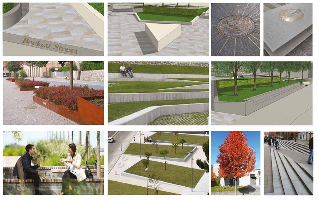 Piece Gardens - mood board Paving Predominant use of Scoutmoor yorkstone paving to integrate with the wider public realm.