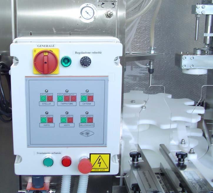 conveyor band the star must not be moving, and during work pay attention that the quantity of bottles on the bottle-conveyor band is not lower than what is indicated by the two arrows "minimum number