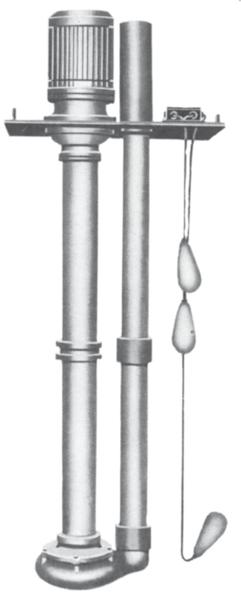 Radial bearings, sleeve bearings arranged in the column pipe (Bronze bushes and stainl. steel sleeves) lubricated by handled liquid or optional by external clean water.