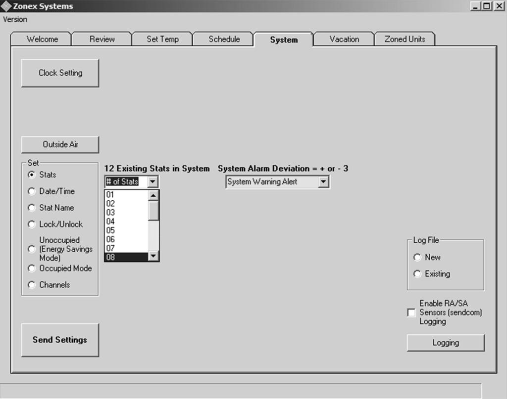 SYSTEM START-UP PROCEDURE System Setup and Configuration SYSTEM Screen Fig. 10 Date/Time 1. Click on the Date/Time radio button (see Fig.