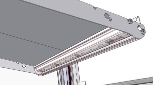 If there is a dc output, the LED strip must be replaced. Access to LED Strips The LED strips are protected with plastic covers. These clip into grooves in the aluminium extrusion.