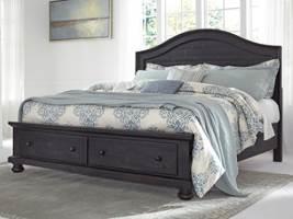 Solid pine wood group in a vintage casual design All case pieces and bed are set on stylish turned bun feet Distressed finish in a worn dark