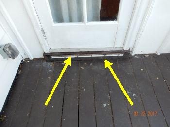 1. Doors Exterior Areas The door threshold on the back right of the home has soft wood.