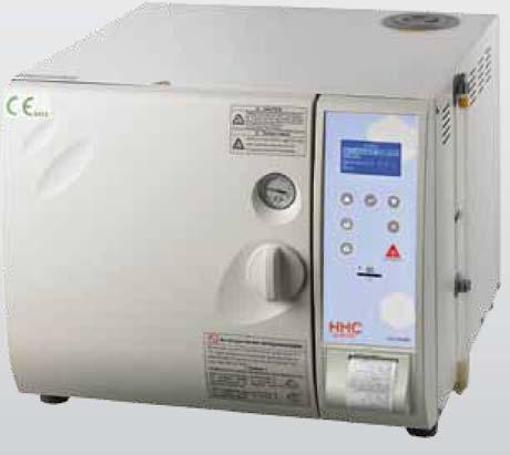 The autoclave offers both preset programs at 121 C and 134 C as well as customized temperatures (105 to 135 C) and sterilization times.