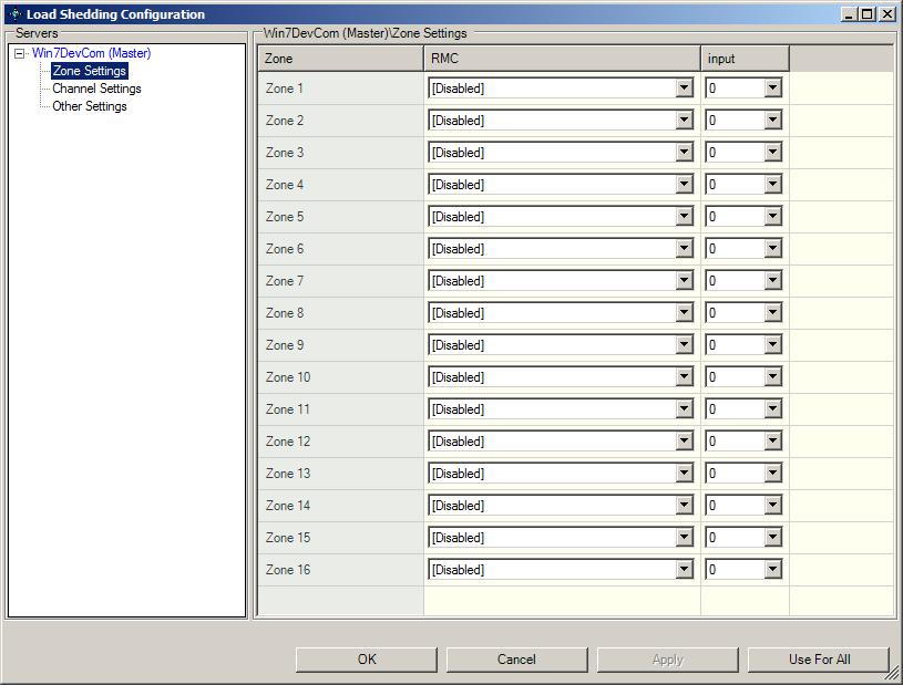 Figure 11-3 Zone Settings Each Zone can be assigned to a specific digital input of an RMC device.