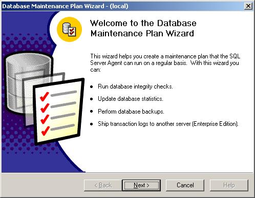 Figure C-2. Database Maintenance Plan Wizard 5.