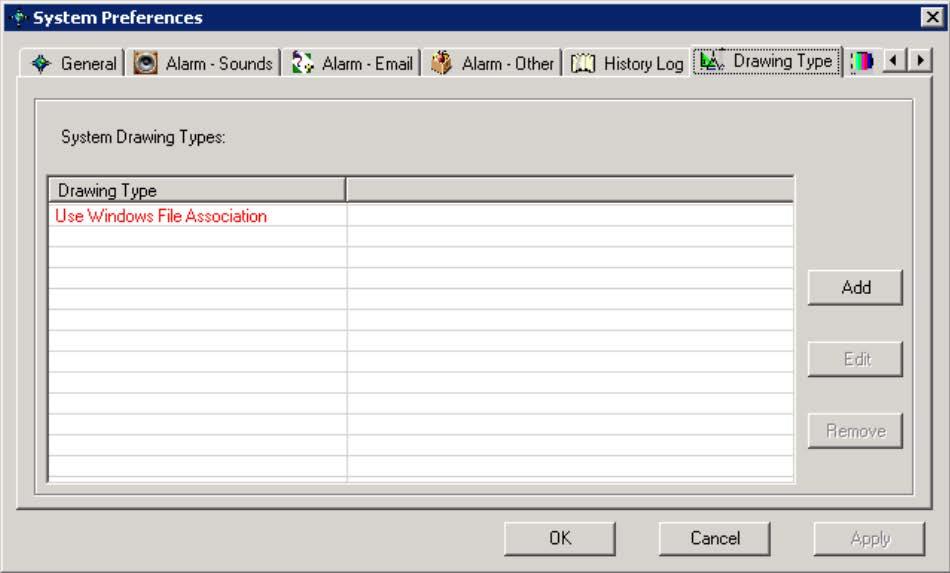 Figure 3-7 History log settings 3.5.5 DRAWING TYPE SETTINGS This window includes a list of user defined drawing types in your EHT system.