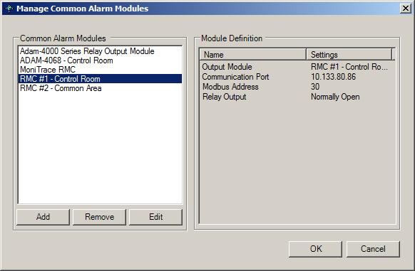This scheme allows the user to define as many Common Alarm Module as they need, with each Common Alarm Module associated with a predefined Output Module.