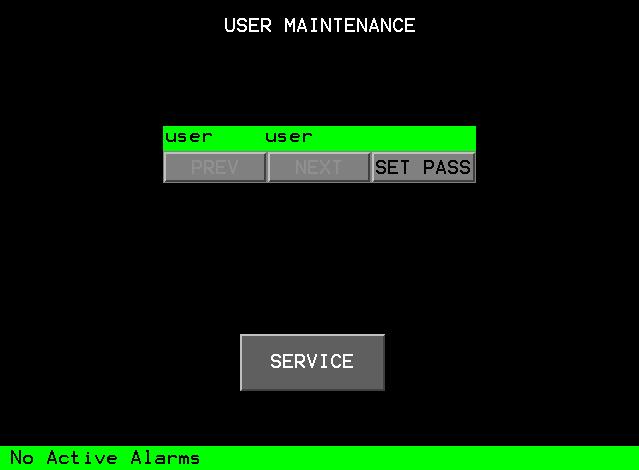q. CONTR Adjusts the display contrast. r. COMMUNICATIONS Press to go to the Communications screen. This will show relevant network parameters. The values cannot be changed from this screen. s. USER MAINTENANCE Press to go to the User Maintenance screen (see below).
