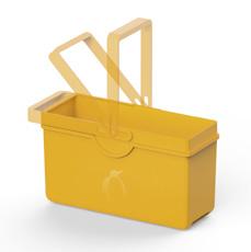 The container has a fold-out carry handle and two grips, making it easy to empty.