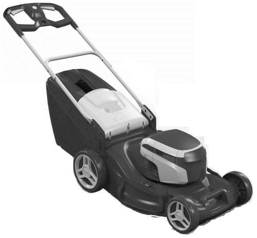 1. Introduction Lawnmower in conformity with EN 60335-1:2012/A11:2014 & EN 60335-2-77:2010 1 2 Key 1) Operator Presence Control 2) Self closing rear discharge guard 3) Grass catcher 4) Cutting means