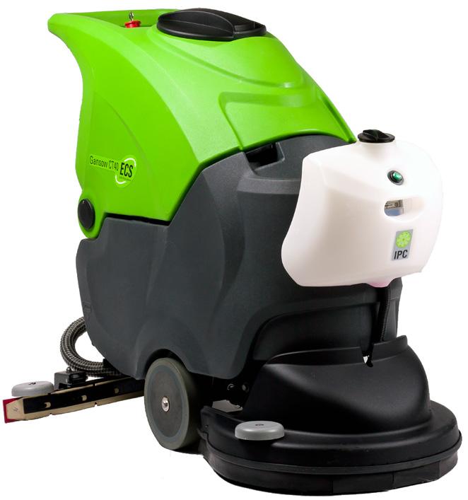 10 gallon solution, 13 gallon recovery On-board charger Optional Chem Dose system CT40 ECS 20 Brush & Traction