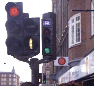 copenhagen, Denmark Dedicated traffic signals for cyclists.